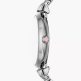 Emporio Armani Gianni T-Bar Pink Dial Silver Steel Strap Watch for Women - AR11686