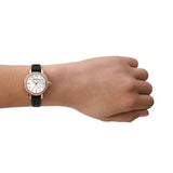 Emporio Armani Mia Mother of Pearl Dial Black Leather Strap Watch for Women - AR11598