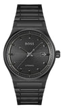 Hugo Boss Candor Automatic Black Dial Black Steel Strap Watch for Men - 1514120