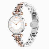 Emporio Armani Gianni T Bar Silver Dial Two Tone Steel Strap Watch for Women - AR11537