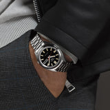 Seiko 5 Sports SNXS Series Automatic Black Dial Silver Steel Strap Watch for Men - SRPK89K1