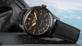 Seiko 5 Sports Flieger Pilot Automatic Black Dial Black Nylon Strap Watch for Men - SRPH33K1
