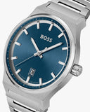 Hugo Boss Candor Blue Dial Silver Steel Strap Watch for Men - 1514076