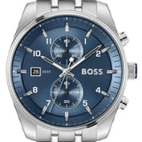 Hugo Boss Skytraveller Chronograph Blue Dial Silver Steel Strap Watch for Men - 1514216