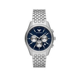 Emporio Armani Antonio Chronograph Blue Dial Silver Steel Strap Watch for Men - AR11582