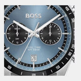 Hugo Boss Tourmaster Chronograph Blue Dial Silver Steel Strap Watch for Men - 1514286
