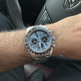 Seiko Prospex Speedtimer 41.4 Solar Chronograph Blue Dial Silver Steel Strap Watch for Men - SSC935