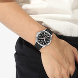 Hugo Boss Troper Chronograph Black Dial Black Leather Strap Watch for Men - 1514055