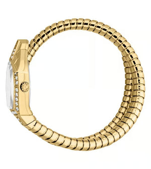 Just Cavalli Ornato Snake White Dial Gold Steel Strap Watch for Women - JC1L303M0025