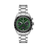Seiko Prospex Speedtimer Solar Chronograph Green Dial Silver Steel Strap Watch for Men - SSC933