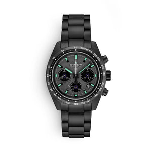 Seiko Prospex Speedtimer The Black Series Limited Edition Black Dial Black Steel Strap Watch for Men - SSC917