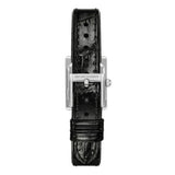 Emporio Armani Classic Crystals Silver Dial Black Leather Strap Watch for Women - AR11660