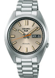 Seiko 5 Sports SNXS Series Automatic Beige Dial Silver Steel Strap Watch for Men - SRPK91K1