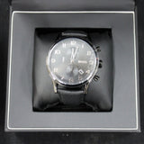 Hugo Boss Aeroliner Chronograph Black Dial Black Leather Strap Watch for Men - 1512567
