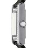 Emporio Armani Classic Crystals Silver Dial Black Leather Strap Watch for Women - AR11660