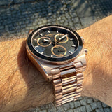 Tissot PRS 516 Chronograph Black Dial Rose Gold Steel Strap Watch for Men - T149.417.33.051.00