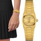 Tissot PRX 25mm Gold DIal Gold Steel Strap Watch for Women - T137.010.33.021.00