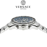 Versace Greca Dome Chronograph Blue Dial Silver Steel Strap Watch for Men - VE6K00323
