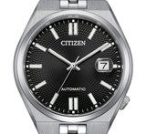 Citizen Tsuyosa 60 Automatic Black Dial Silver Steel Strap Watch for Men - NK0020-55E