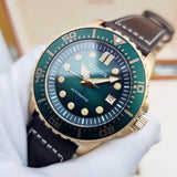 Citizen Mechanical Automatic Green Dial Brown Leather Strap Watch for Men - NJ0173-18X