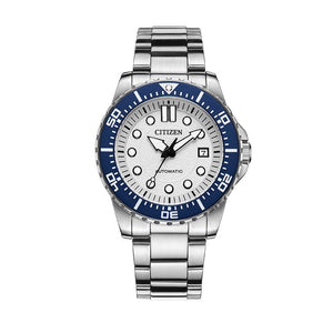 Citizen Mechanical Automatic White Dial Silver Steel Strap Watch for Men - NJ0171-81A