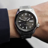 Seiko 5 Sports Automatic Grey Dial Silver Steel Strap Watch for Men - SRPE51K1