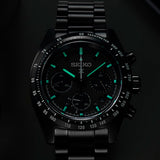 Seiko Prospex Speedtimer The Black Series Limited Edition Black Dial Black Steel Strap Watch for Men - SSC917