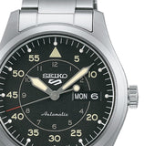 Seiko 5 Sports Flieger Automatic Black Dial Silver Steel Strap Watch for Men - SRPH27K1
