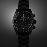 Seiko Prospex Speedtimer The Black Series Limited Edition Black Dial Black Steel Strap Watch for Men - SSC917