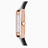 Emporio Armani Genni Silver Dial Black Leather Strap Watch for Women - AR11624
