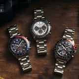Seiko Prospex Speedtimer Solar Chronograph Blue Dial Silver Steel Strap Watch for Men - SSC913