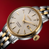 Seiko Presage Cocktail Time Automatic Diamonds White Dial Two Tone Steel Strap Watch for Women - SRE010J1