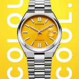Citizen Tsuyosa Automatic Yellow Dial Silver Steel Strap Watch for Men - NJ0150-56Z