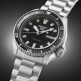 Seiko 5 Sports SKX Automatic Black Dial Silver Steel Strap Watch for Men - SRPL85K1