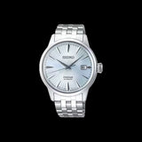 Seiko Presage Cocktail Time Automatic Ice Blue Dial Silver Steel Strap Watch for Men - SRPE19J1
