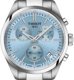 Tissot PR 100 Chronograph Light Blue Dial Silver Steel Strap Watch for Men - T150.417.11.351.00