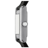Emporio Armani Classic Crystals Silver Dial Black Leather Strap Watch for Women - AR11660
