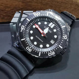 Citizen Mechanical Automatic Black Dial Black Rubber Strap Watch for Men - NJ0125-11E