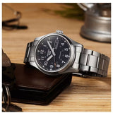Seiko 5 Sports Flieger Automatic Black Dial Silver Steel Strap Watch for Men - SRPH27K1