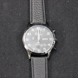 Hugo Boss Aeroliner Chronograph Black Dial Black Leather Strap Watch for Men - 1512567
