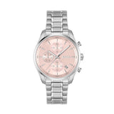 Hugo Boss Grand Tour Chronograph Pink Mother of Pearl Dial Silver Steel Strap Watch for Women - 1502765