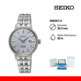 Seiko Presage Cocktail Time Automatic Skydiving Diamonds Blue Dial Silver Steel Strap Watch for Women - SRE007J1
