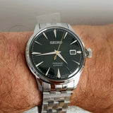 Seiko Presage Cocktail Time Automatic Green Dial Silver Steel Strap Watch for Men - SRPE15J1