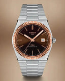 Tissot PRX Powermatic 80 18K Gold Brown Dial Silver Steel Strap Watch for Men - T931.407.41.291.00