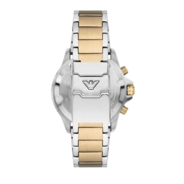 Emporio Armani World Explorer Chronograph Cream Dial Two Tone Steel Strap Watch for Men - AR11606