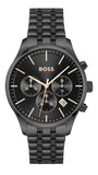 Hugo Boss Avery Chronograph Black Dial Black Steel Strap Watch for Men - 1514256