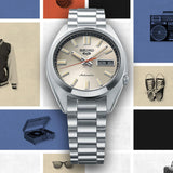Seiko 5 Sports SNXS Series Automatic Beige Dial Silver Steel Strap Watch for Men - SRPK91K1