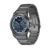 Hugo Boss Candor Chronograph Blue Dial Grey Steel Strap Watch for Men - 1514223