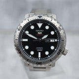 Seiko 5 Sports Automatic Black Dial Silver Steel Strap Watch for Men - SRPC61J1