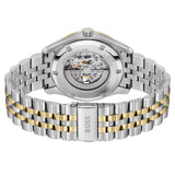 Hugo Boss Principle Skeleton Silver Dial Two Tone Steel Strap Watch for Men - 1514237